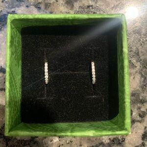 CZ Silver Huggie Hoop Earring